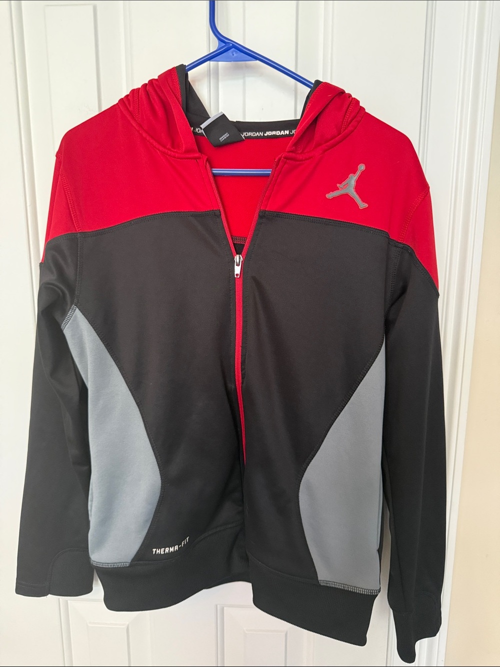 Jordan Red, Black & Gray Zip Hoodie with Jumpman